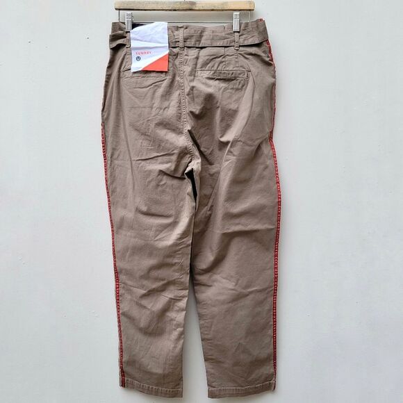 Sundry Relaxed Fit High Waisted Straight Leg Trousers Tan Orange Strip Size 31" - Picture 2 of 11